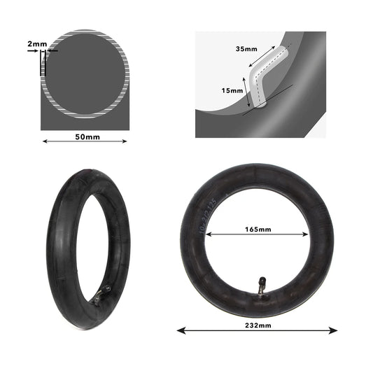 Reinforced inner tube 10×2.125 standard 45º 90º valve