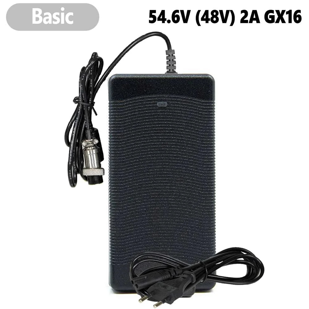 54.6V 2A charger with 3-pin GX16 connector