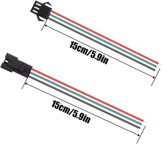 Connecteur SM 3 broches avec câble 22 AWG – 5M/5H