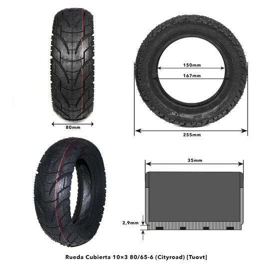 Road tire 10×3 80/65-6 Cityroad Tuovt