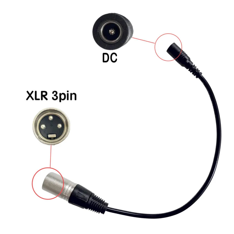 Câble convertisseur CC vers XLR 3 broches