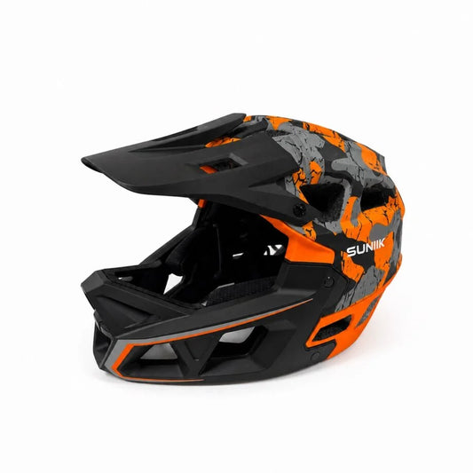 Casque intégral, taille L, orange/gris