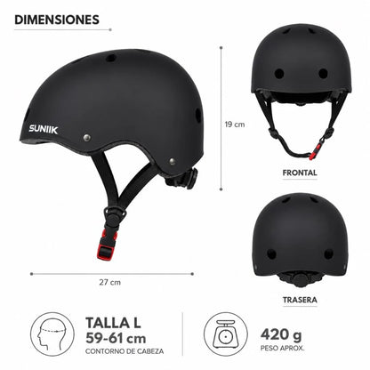 Casque urbain ajustable, taille L, noir