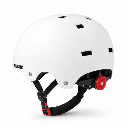 Casque urbain ajustable avec feu arrière, taille L, blanc
