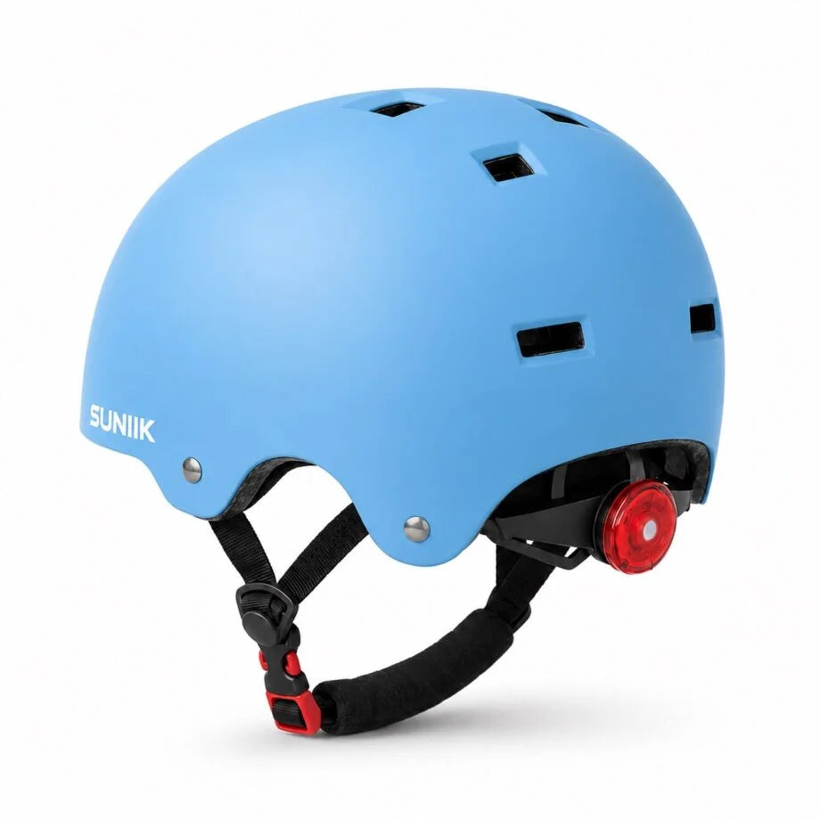 Casque urbain ajustable avec feu arrière, taille L, bleu