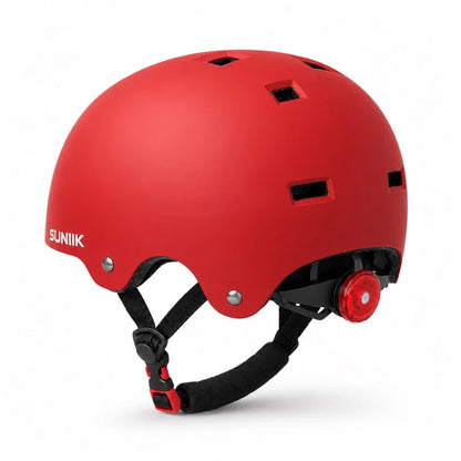 Casque urbain ajustable avec feu arrière, taille L, couleur cerise