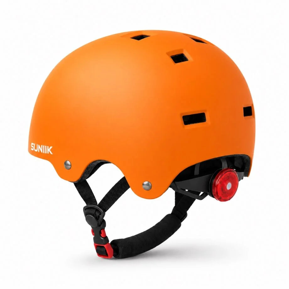 Casque urbain ajustable avec feu arrière, taille L, couleur orange