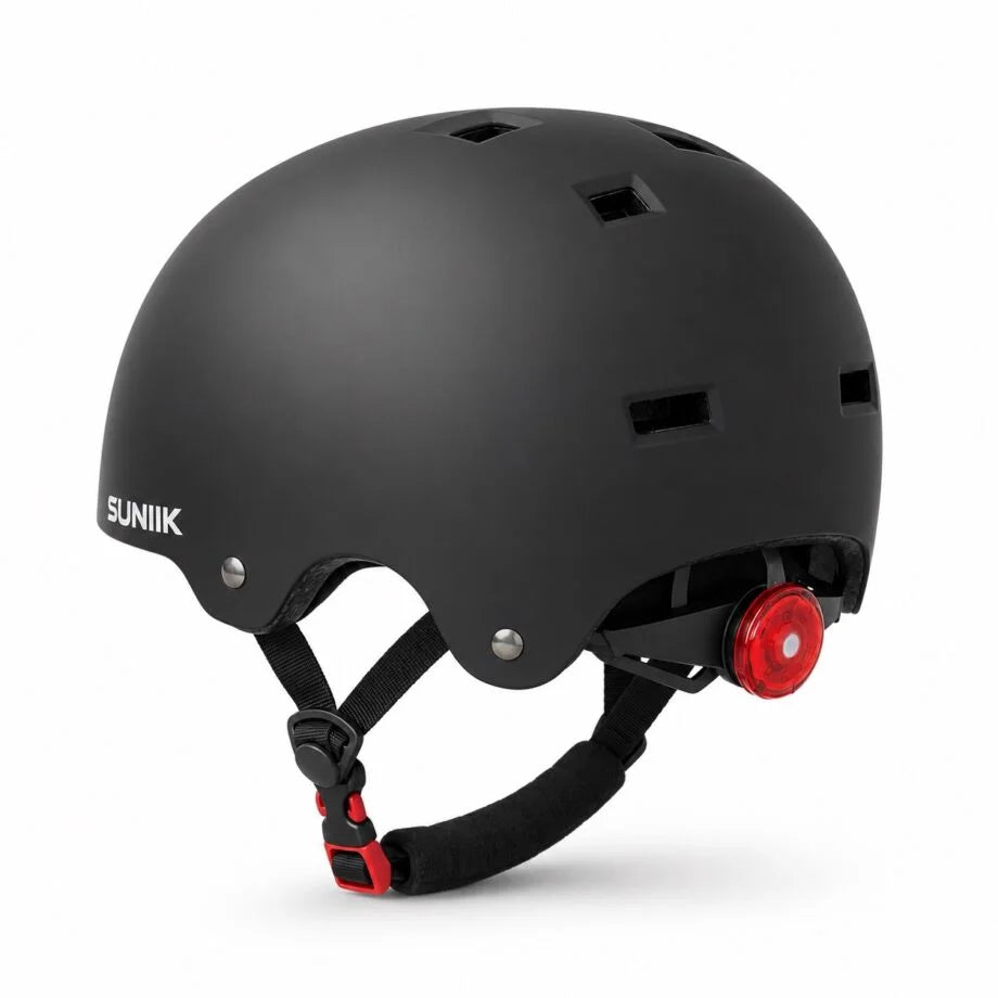 Casque urbain ajustable avec feu arrière, taille L, noir