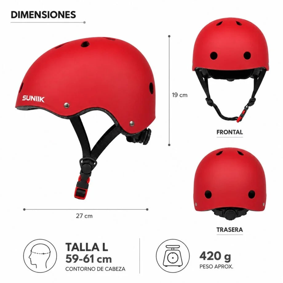 Casque urbain ajustable rouge, taille L