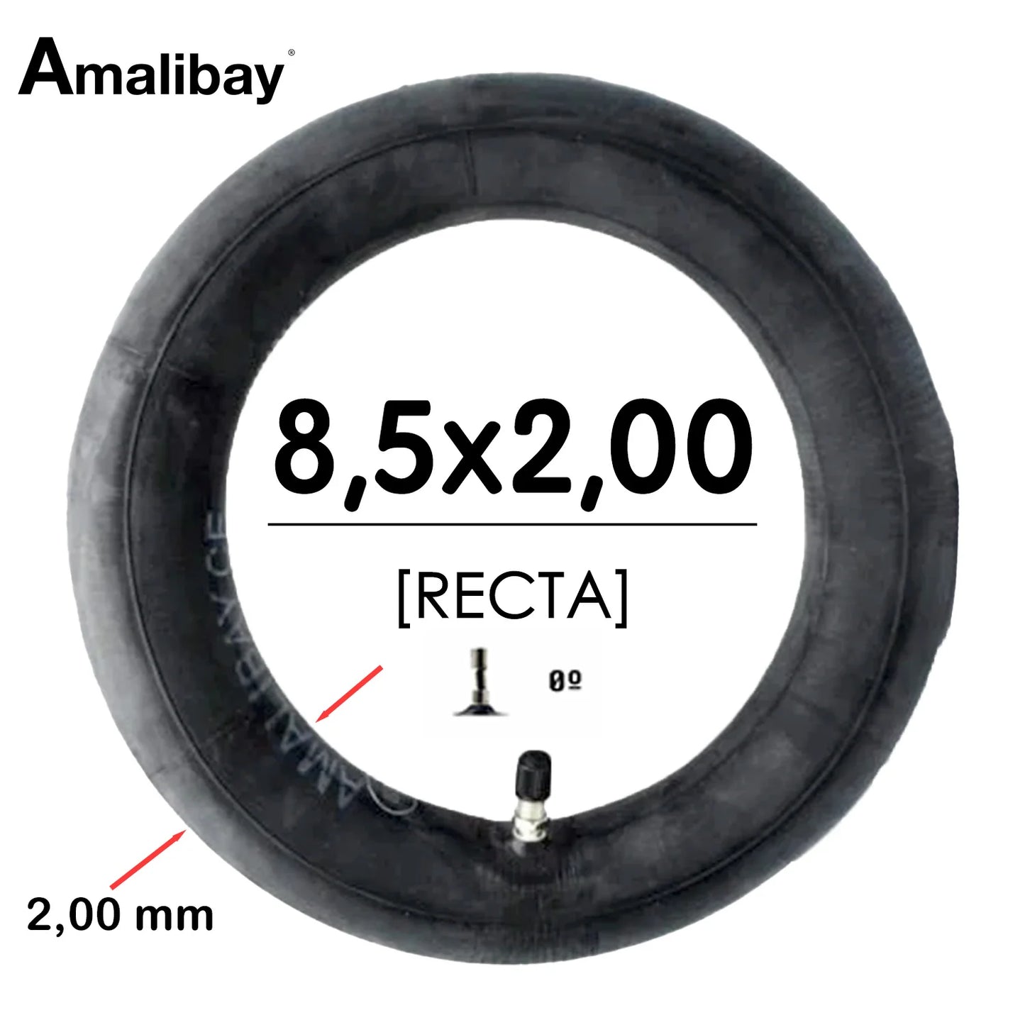 8.5x2 inner tube with right valve - Reinforced 120g Amalibay