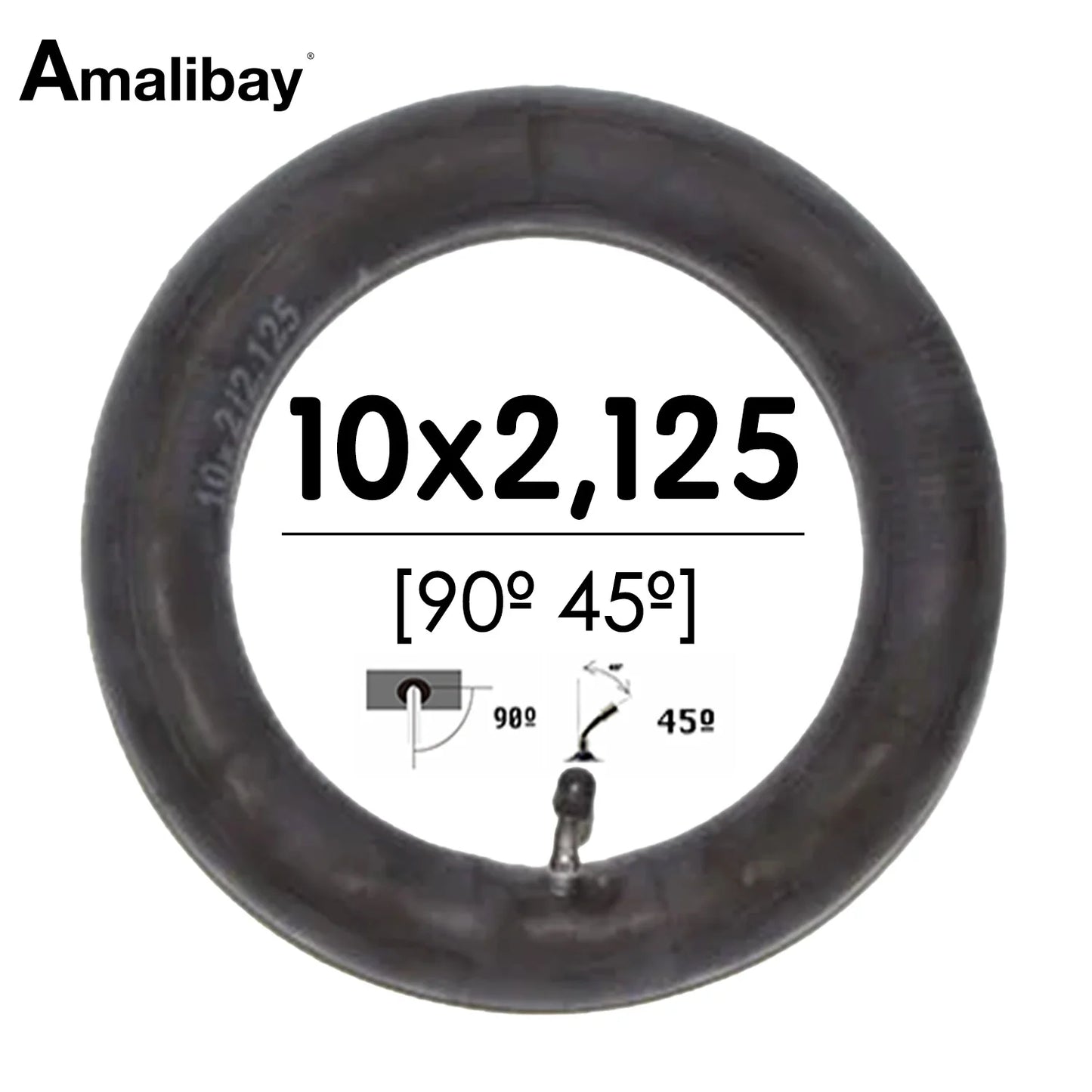 Verstärkter Innenschlauch 10×2,125 mit 45º/90º-Ventil – Premium Amalibay