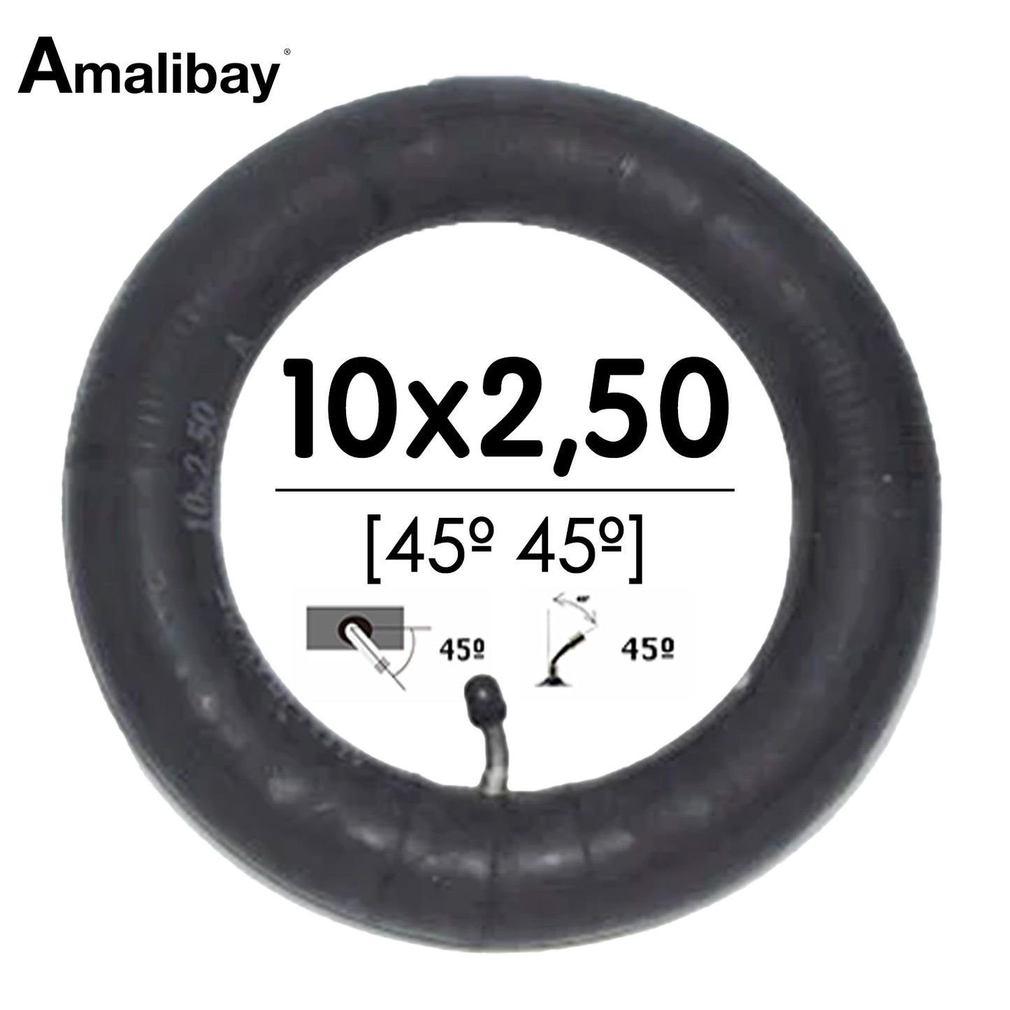 Chambre à air 10 × 2,5 valve 45º  – Premium Amalibay