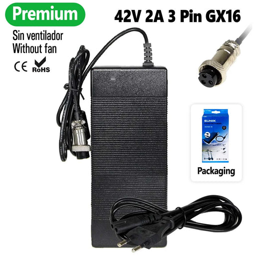 Chargeur premium 42V 2A connecteur GX16 3 broches