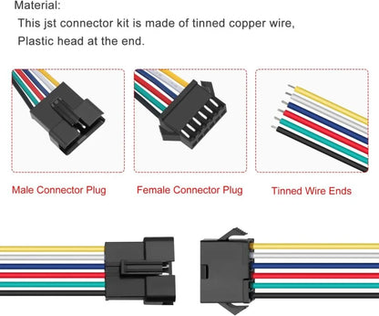 Connecteur SM 6 broches avec câble 22 AWG – 5M/5H