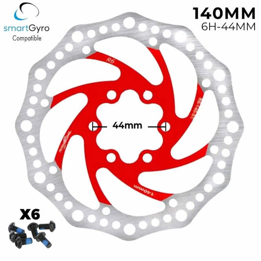 Disque de frein pour trottinette électrique 6 trous 140 mm rouge