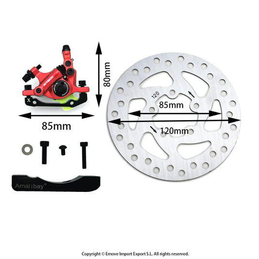 Complete Xtech brake kit for red electric scooter