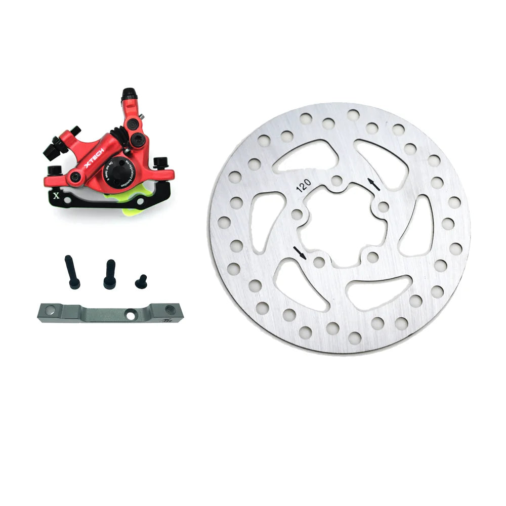 Complete Xtech brake kit for red electric scooter
