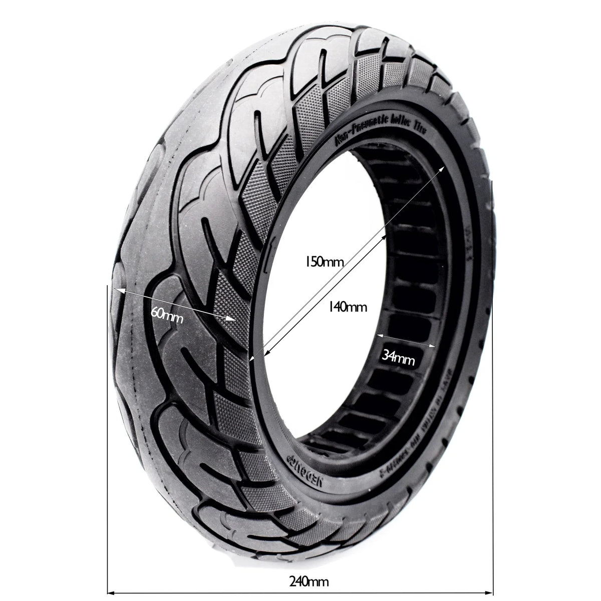 Pneu Plein Increvable 10x2.50 Pour Trottinette Électrique Xiaomi, Ducati, Lexgo, Vivobike - 34mm