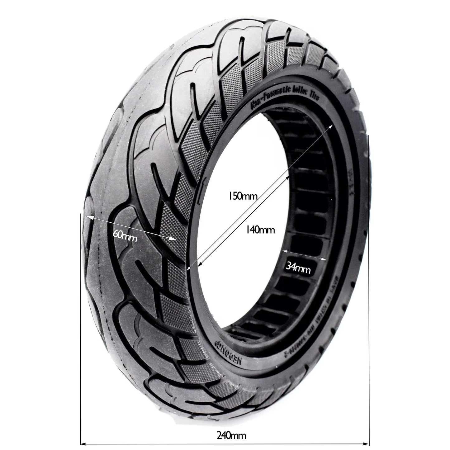 Pneu plein 10×2,5-6,5 34mm Noir