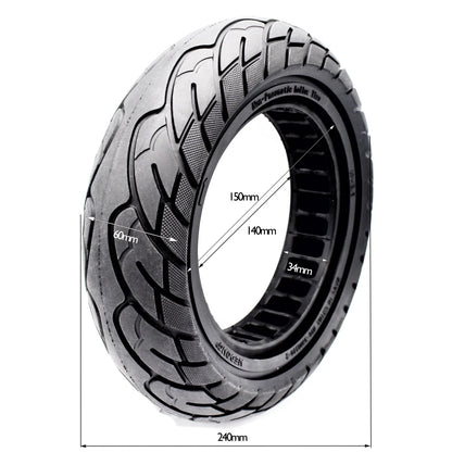 Pneu plein 10×2,5-6,5 34mm Noir