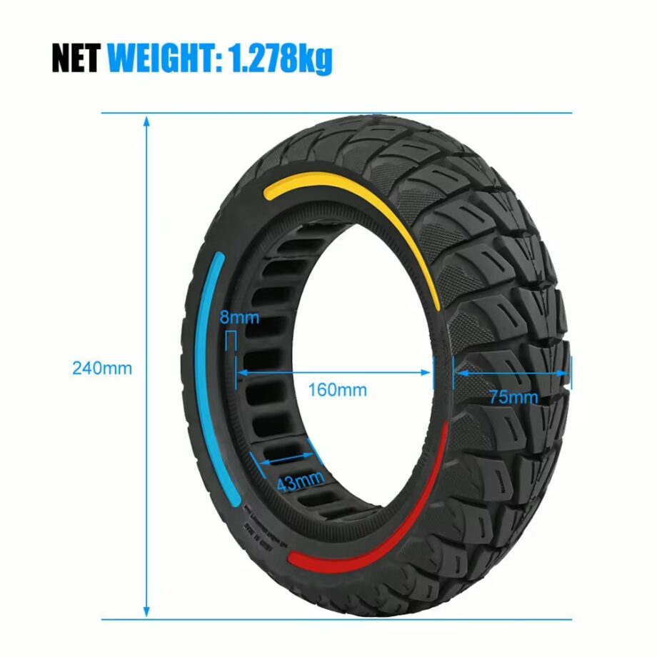 Pneu plein 10×3.0/255×80 (80/65-6) 43MM - Cityneye