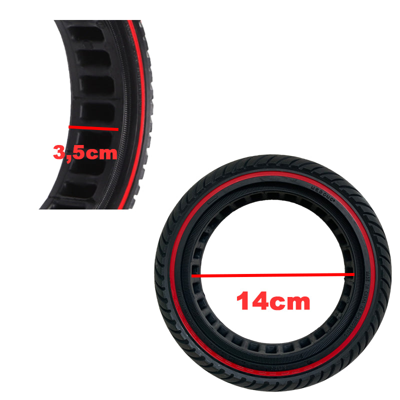 Pneu plein 1ultralégère 8,5×2 – Ligne rouge Nedong