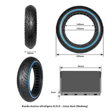 Charger l&#39;image dans la galerie, Pneu plein 8,5×2 - ultra leger Nedong bleu
