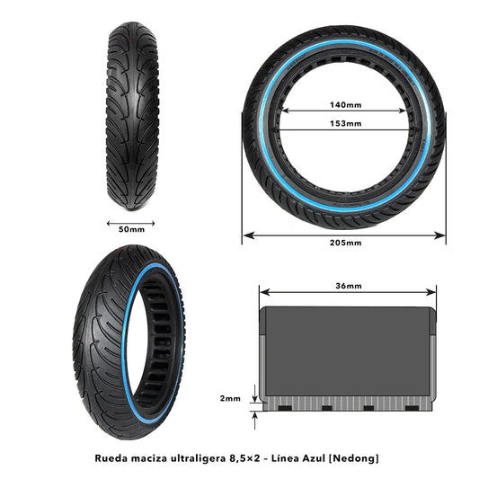 Solid tire 8.5×2 - ultra-light Nedong blue