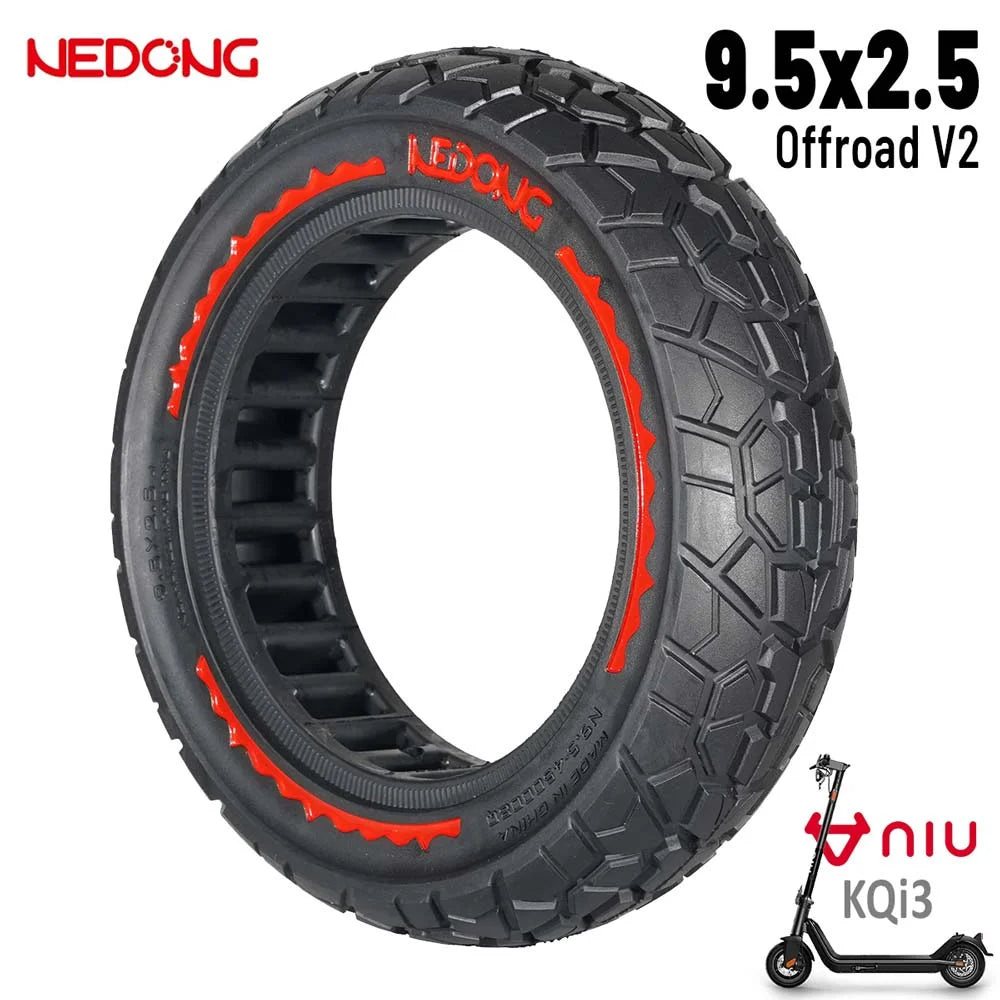 Pneu plein  rouge ultralégère 9.5×2.5 version tout-terrain V2 Nedong