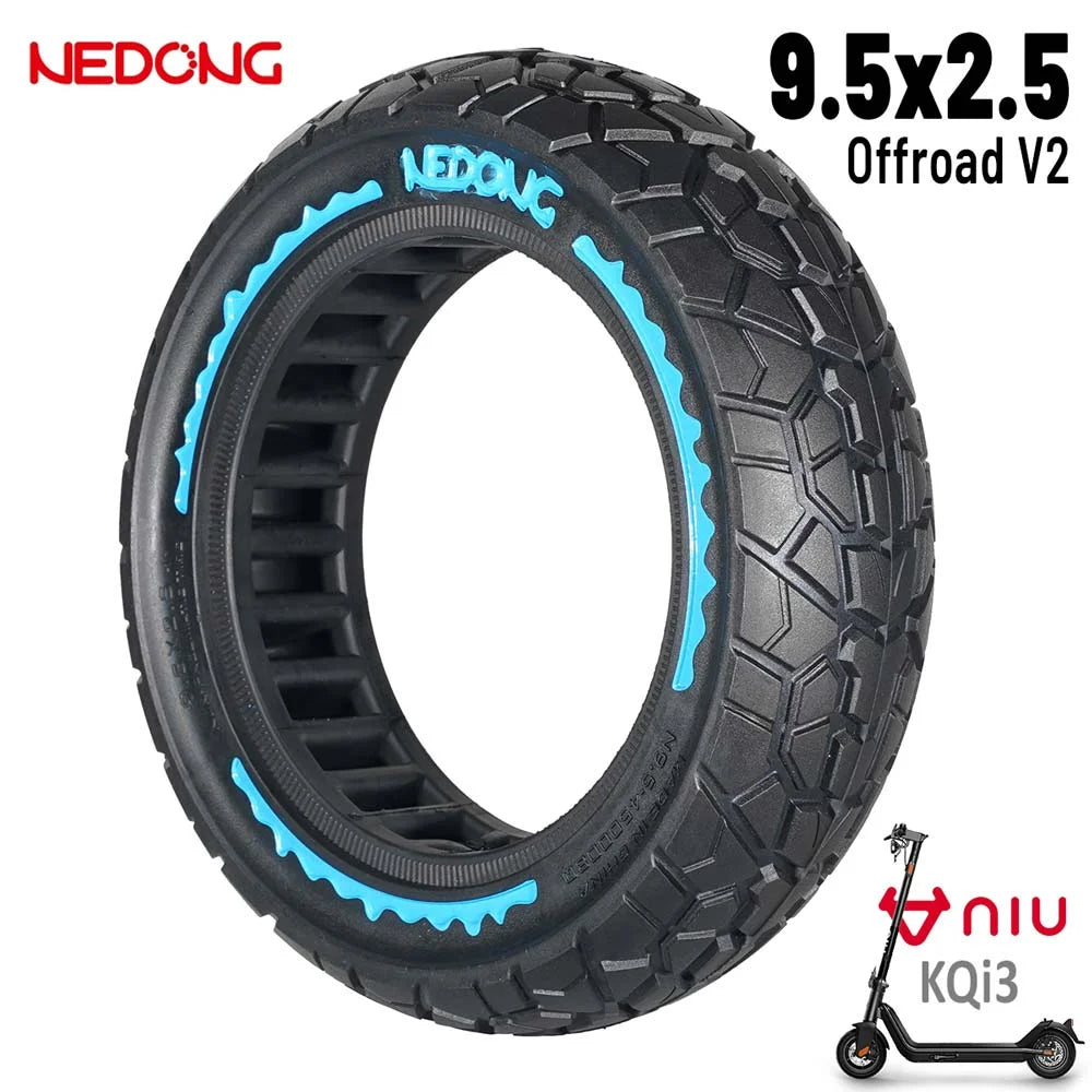 Pneu plein ultra-légèr 9,5 × 2,5 bleu version tout terrain V2