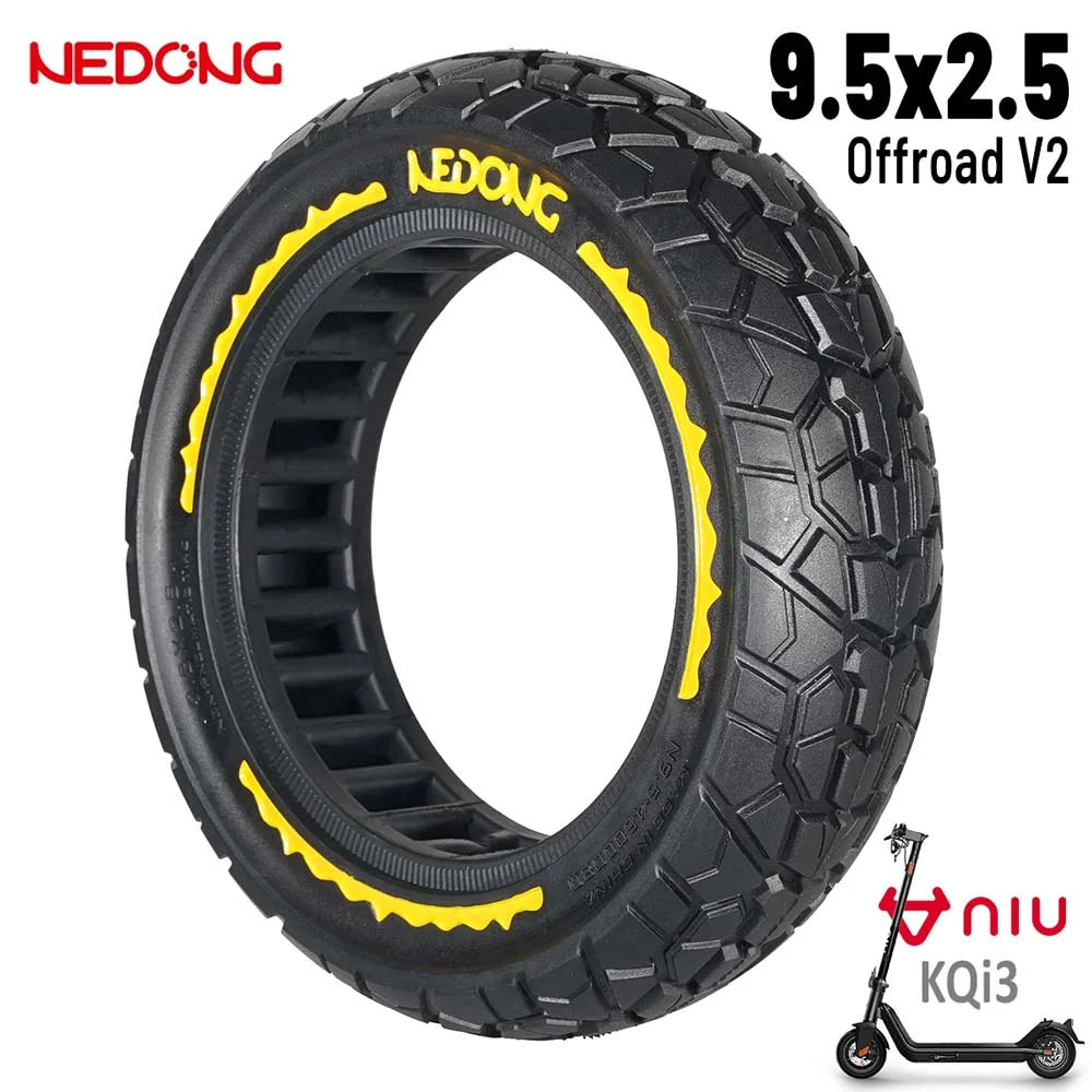 Pneu plein ultra-légèr 9,5 × 2,5 version tout terrain V2 jaune