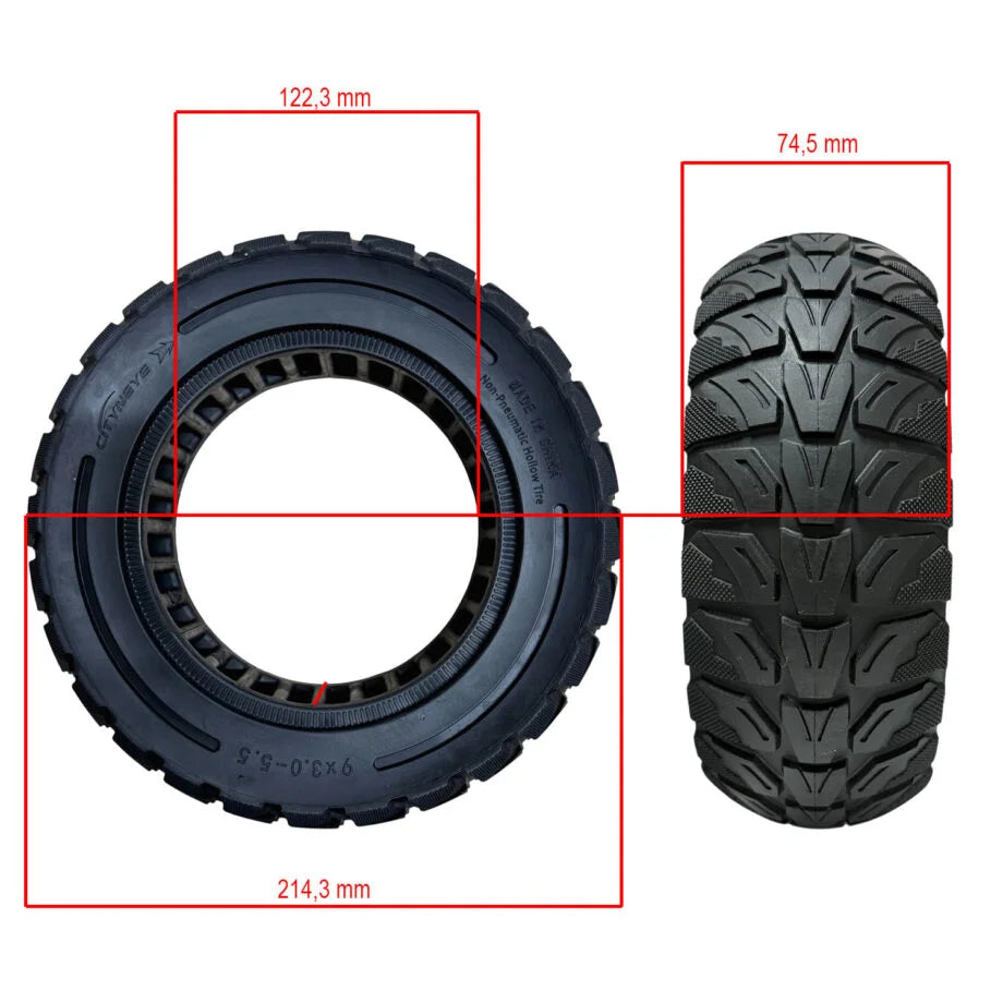 Roue pleine 9×3-5,5 pour trottinette Kukirin G2 Pro