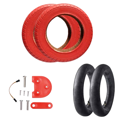 Kit complet 10*2 pouce pneu rouge  pour trottinette Xiaomi
